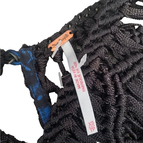 Free People Faded Daisy Frock Dress Macrame Chiffon Cobalt. Size XS. - Picture 8 of 9